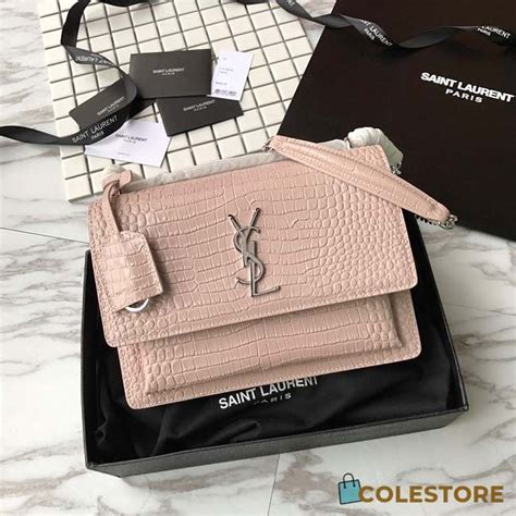 ysl sunset wallet on chain croc|SUNSET Chain Wallet in crocodile.